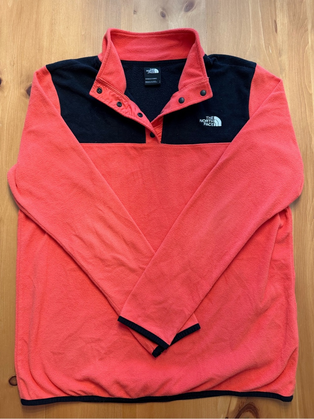 The North Face Two-Tone Snap Fleece - Vibrant Coral - Excellent Condition
